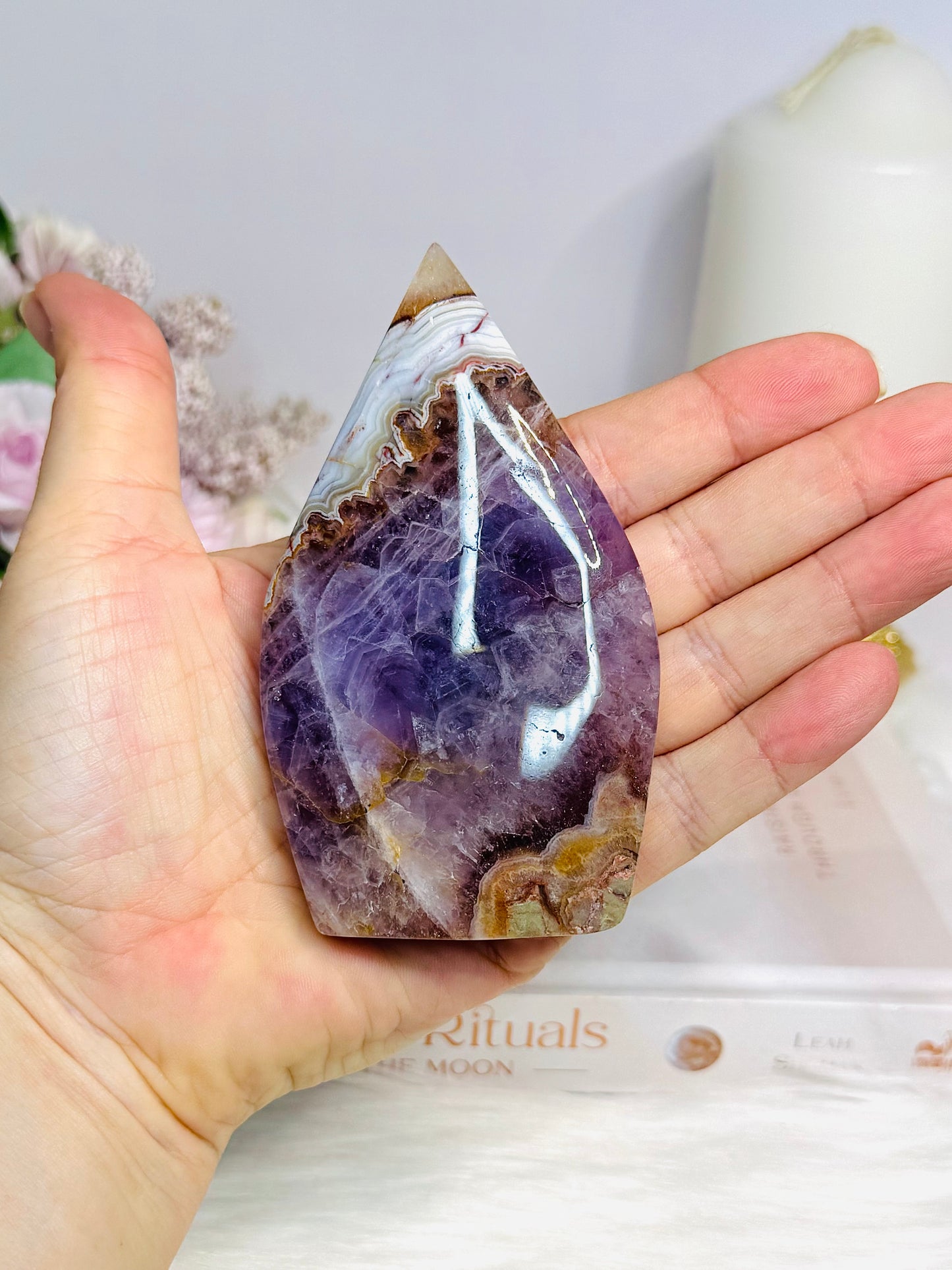 Crazy Lace Agate X Amethyst Flame 10cm
