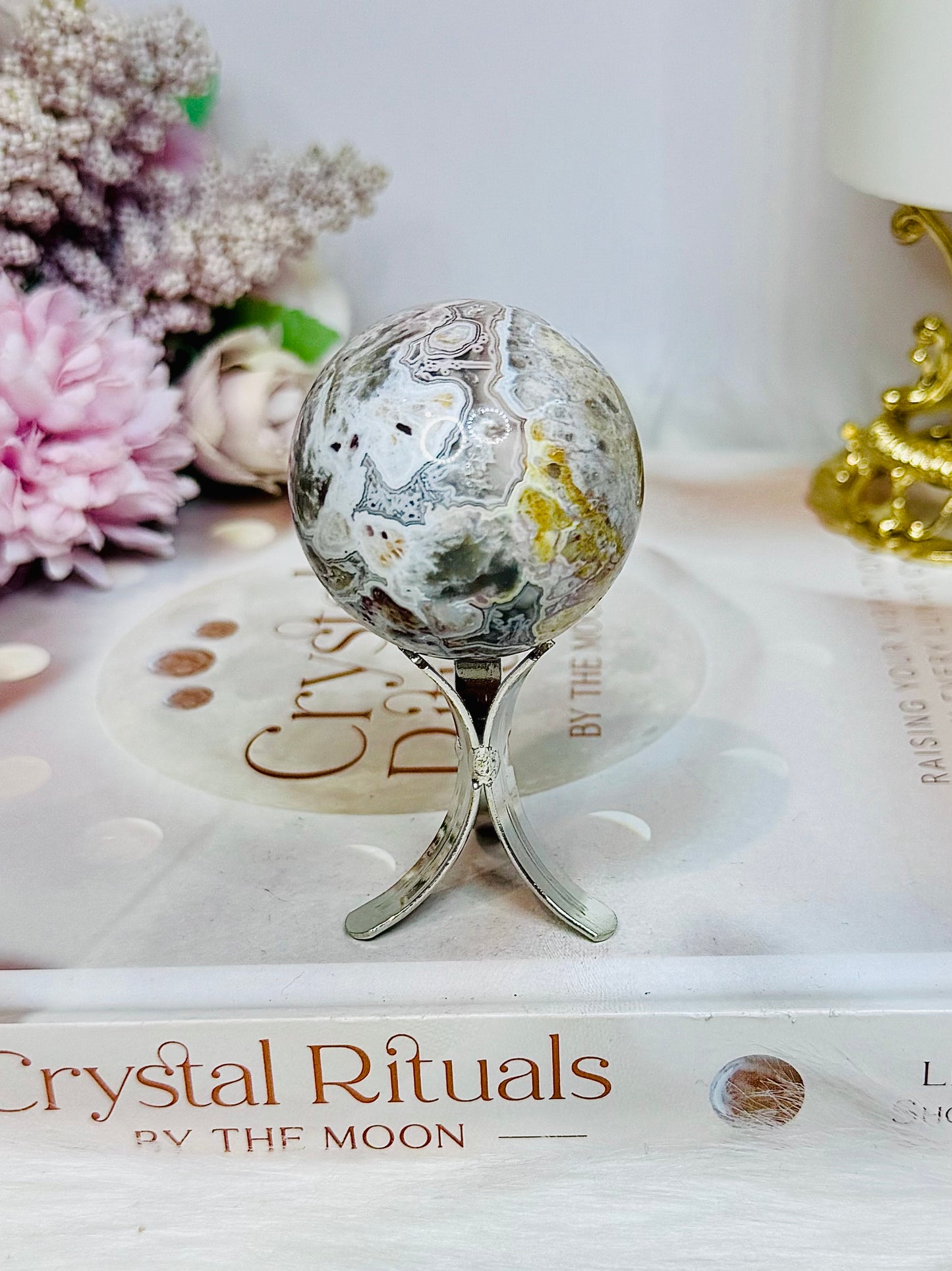 Mexican Agate Sphere On Stand 97g
