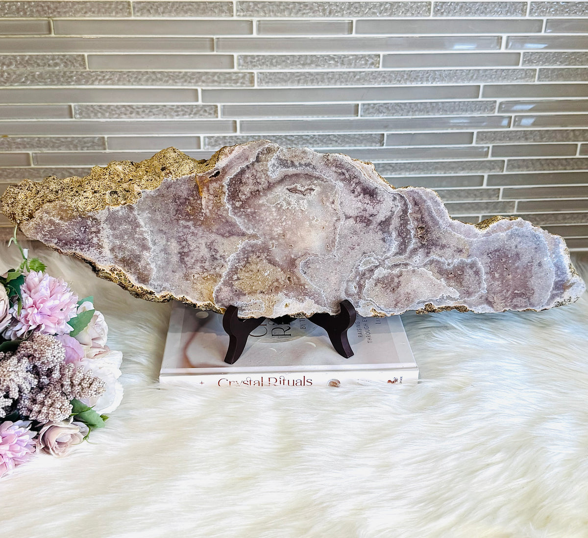 Statement Piece ~ Huge Chunky Pink Amethyst Slab on Stand 2.9KG 19cm