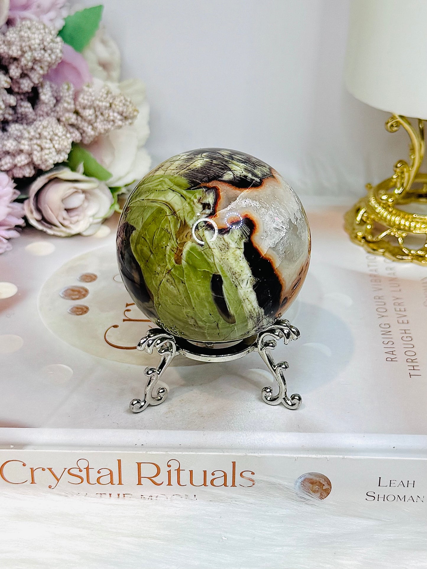 Money Agate Sphere on Stand 278g