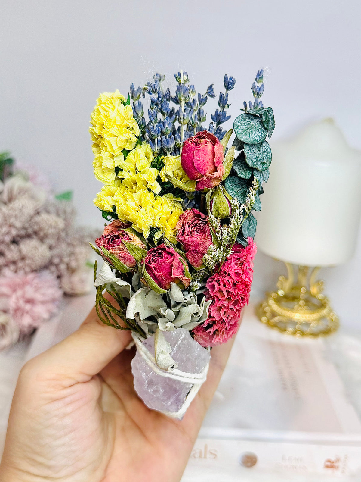 Amethyst Sage Smudge Floral Wand | Handmade Cleansing Bundle (limited stock)