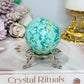 A Rare Stone ~ Genuine Inca Turquoise Sphere 6cm On Stand