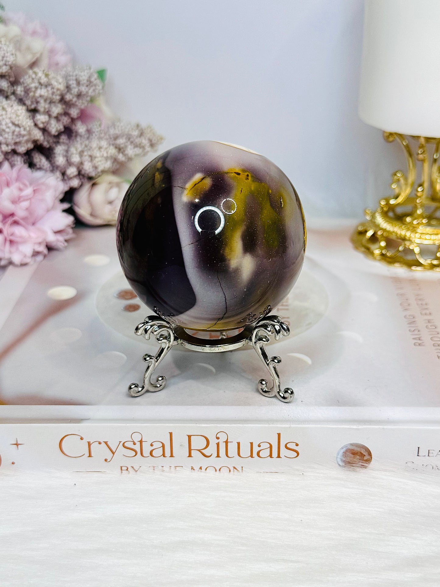 Mookaite Jasper Sphere on Stand 297g