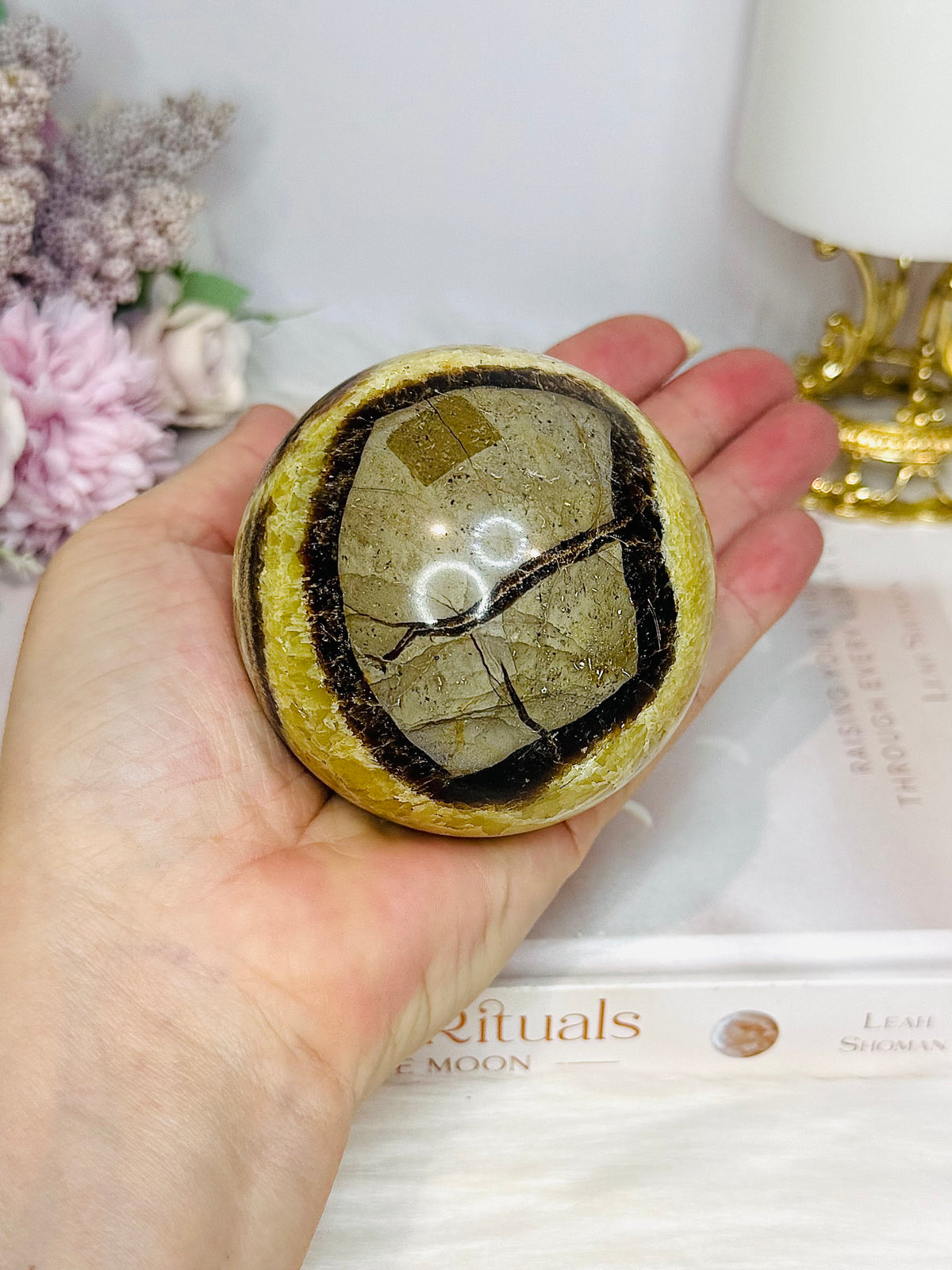 Large Septarian Sphere on Stand 473g