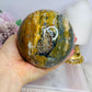 Large Ocean Jasper Orbicular Druzy Sphere On Stand 1.2KG