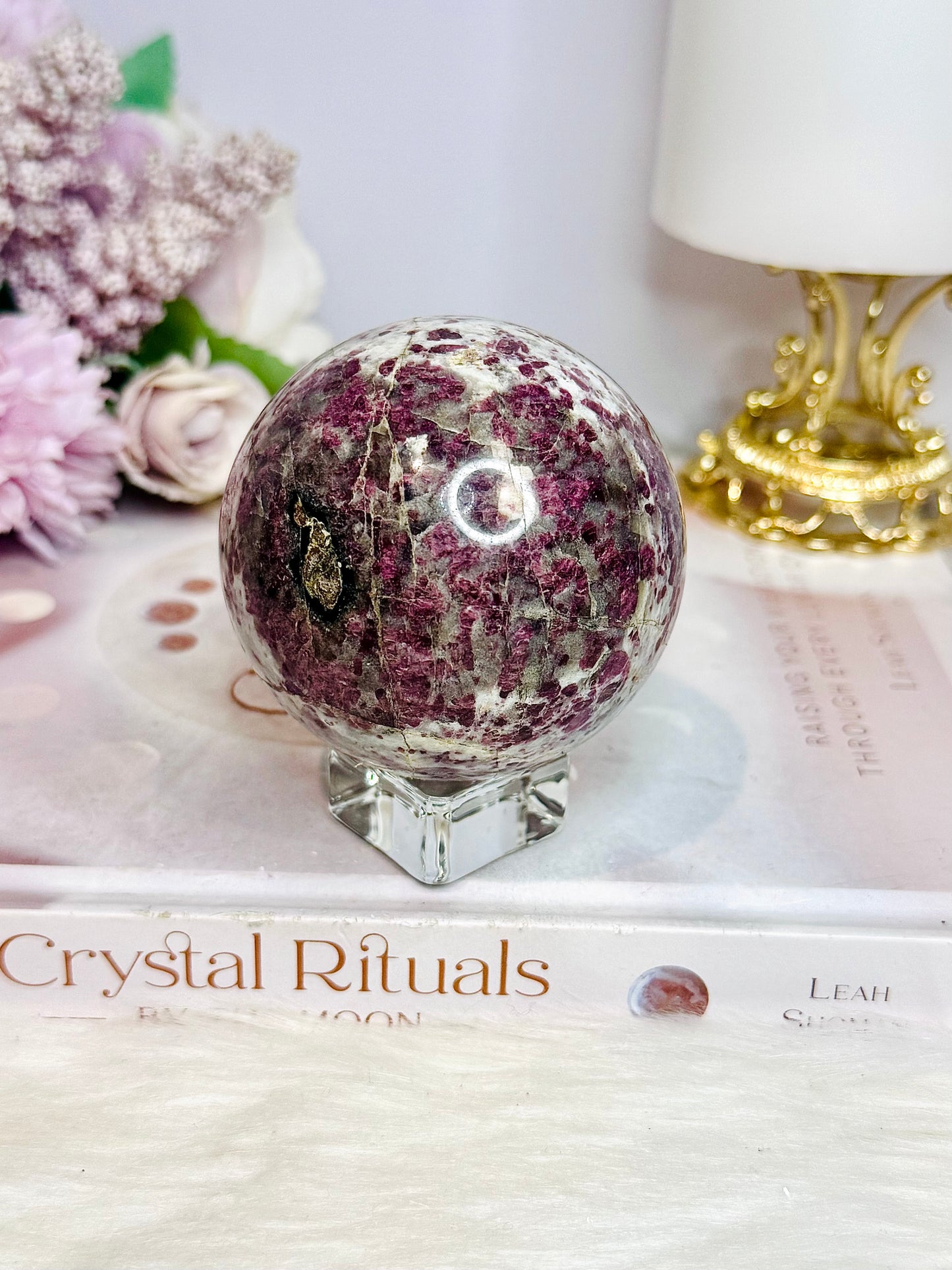 Pink Tourmaline Large Sphere On Stand 386g