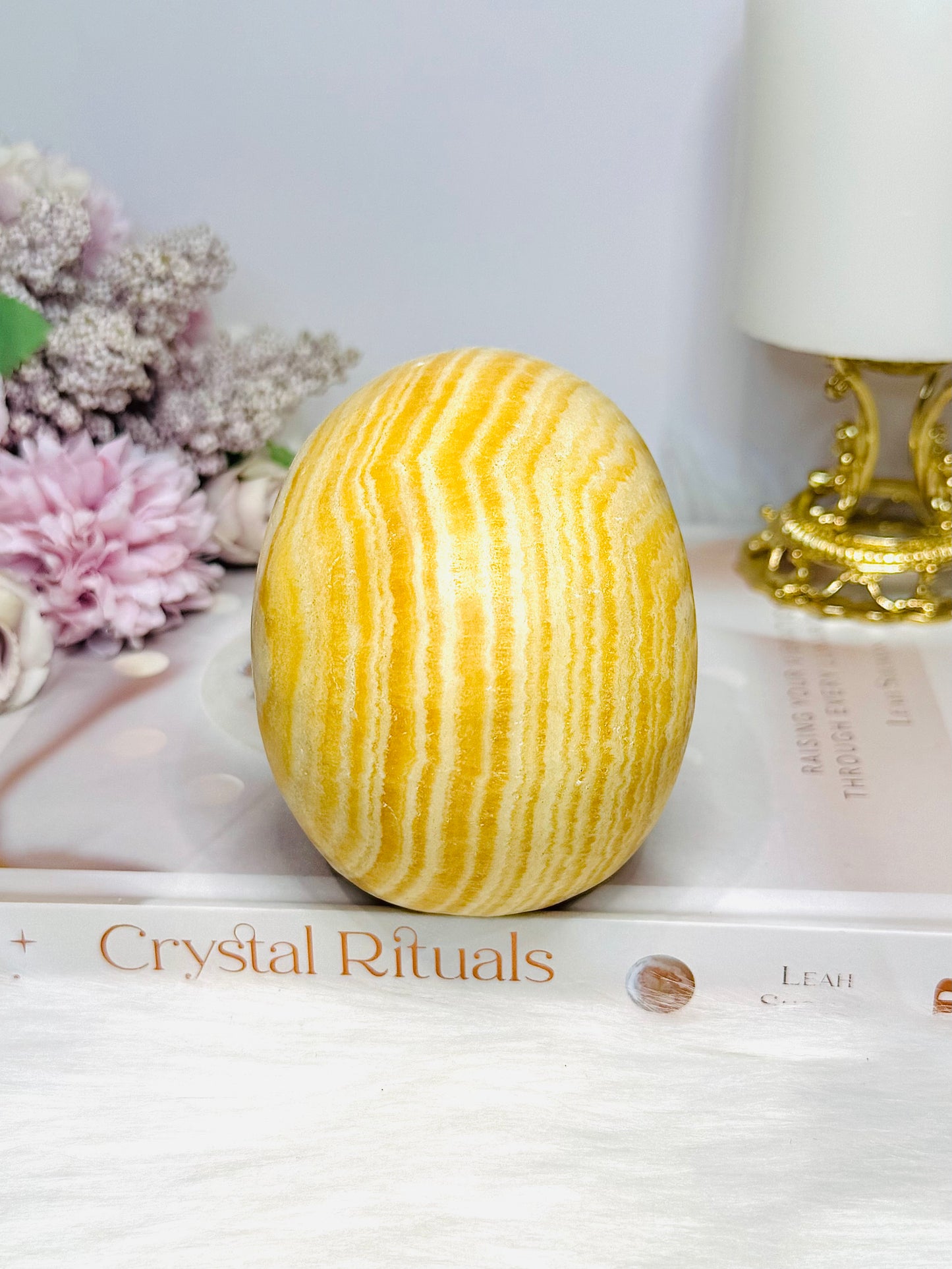 Large Orange Calcite Carved Skull 11.5cm 1.01KG