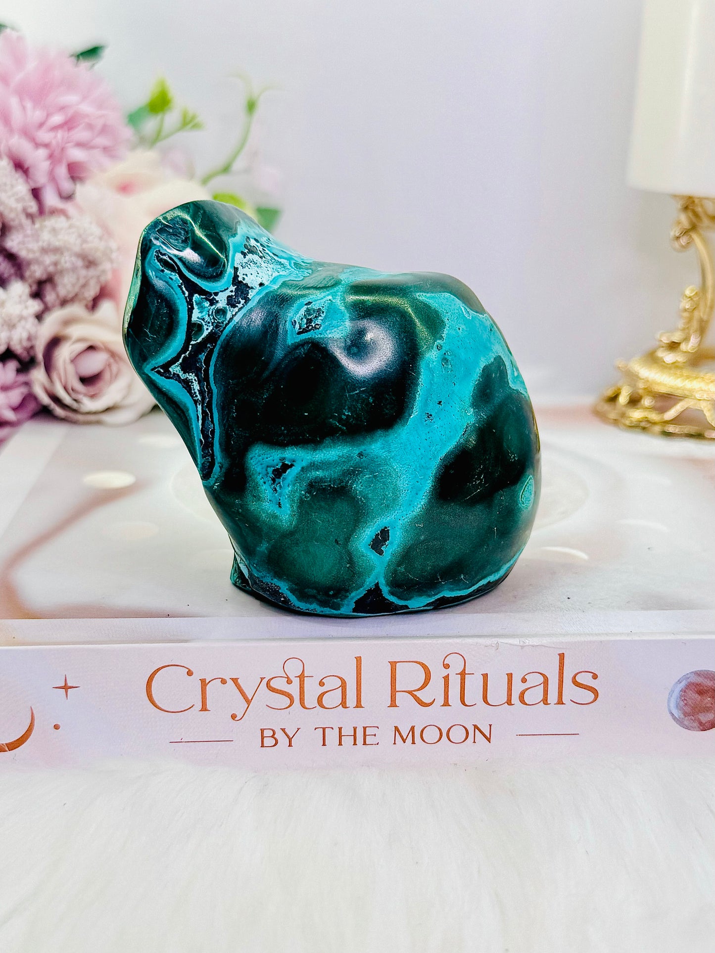 Helps Heal Heartache ~ Stunning Large Malachite |Chrysocolla Polished Natural Freeform 415grams