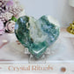 Moss Agate Druzy Heart 8cm On Stand
