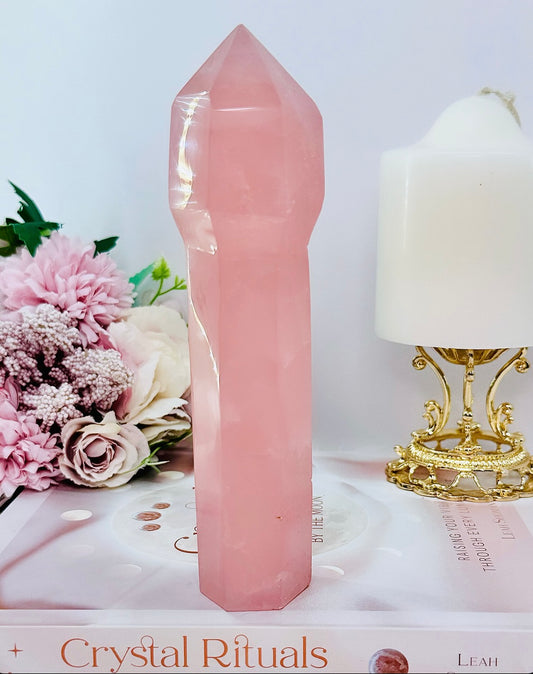 Incredible Large High Grade Dark Pink Rose Quartz Sceptre 17.5cm