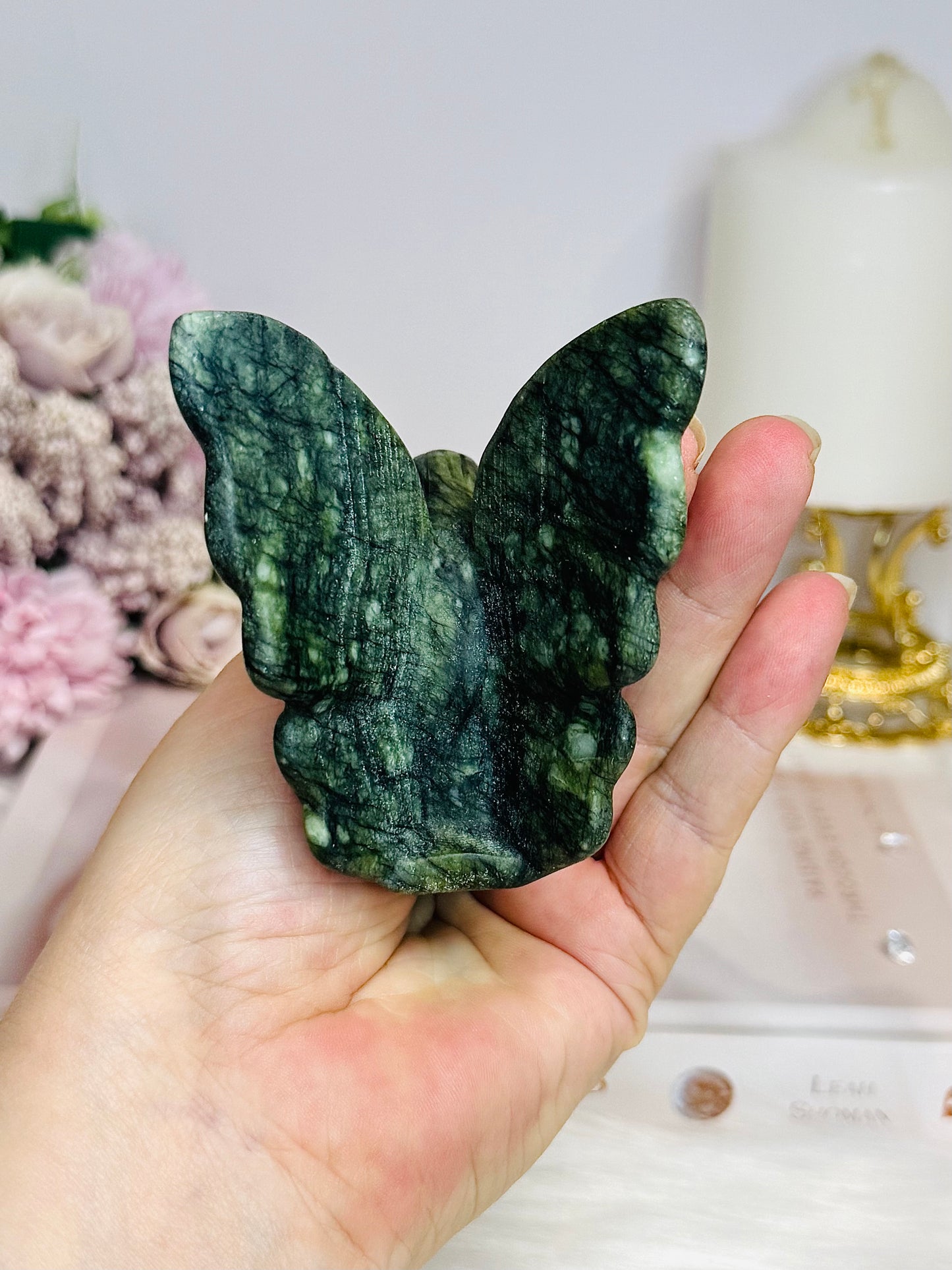 Green Jade Sitting Fairy Carving 8cm