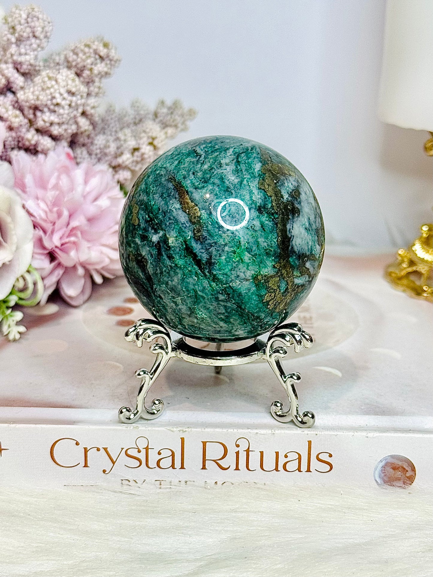 Natural Emerald with Pyrite Sphere on Stand 253g