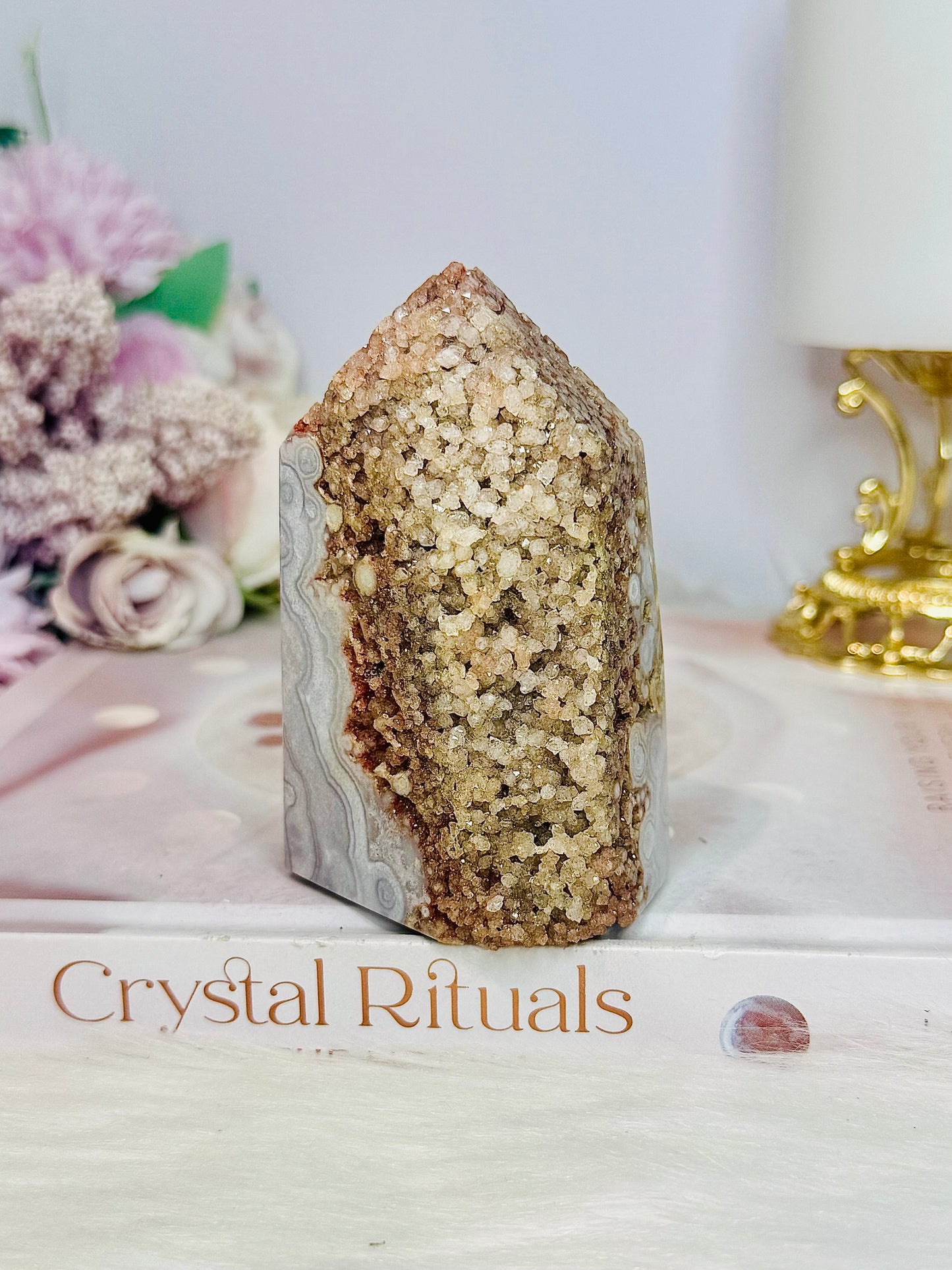 High Grade Druzy Pink Amethyst Chunky Tower 9cm 296g
