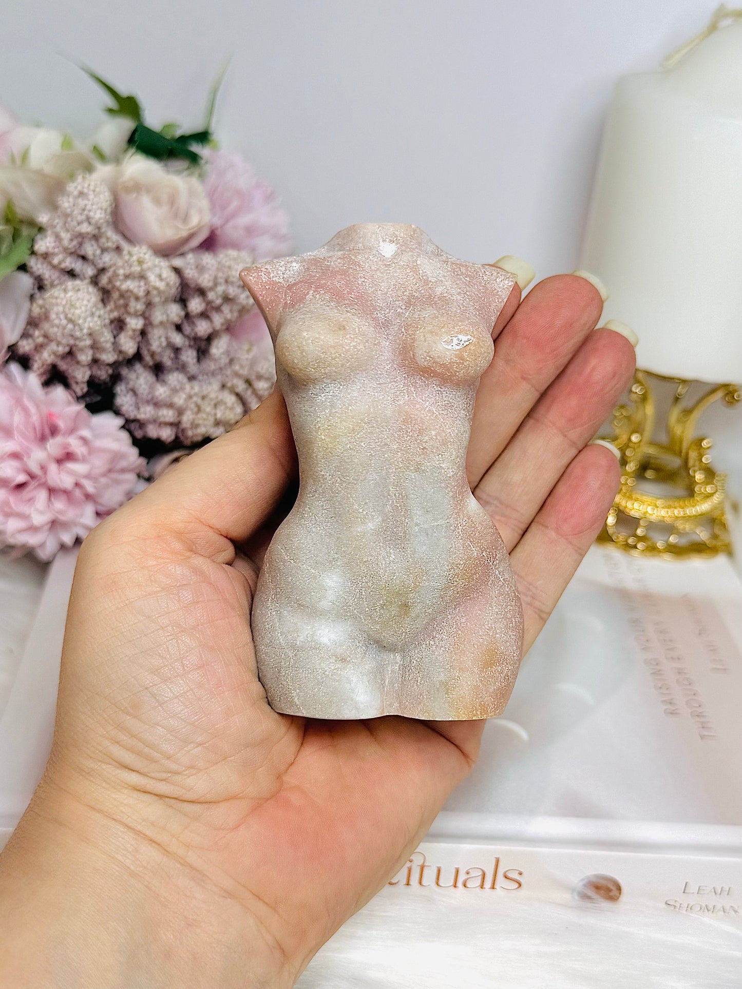 Pink Opal Carved Female Body 318g 10cm