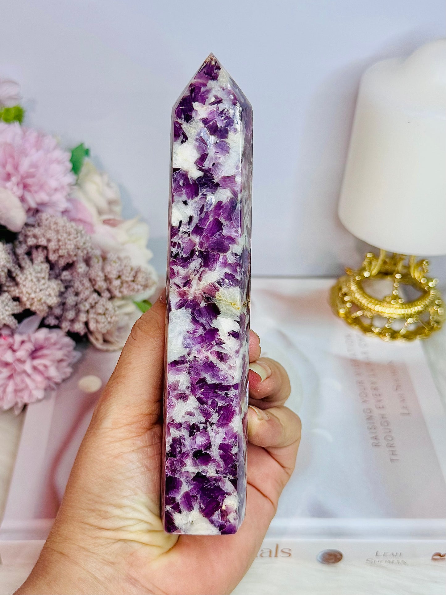 Fabulous Large 15cm Sparkling Purple Mica Tower