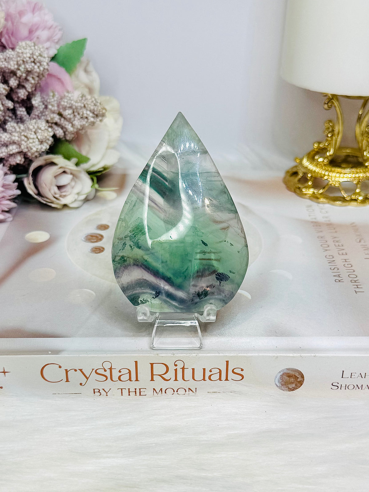 Rainbow Fluorite Flame on Stand 8cm