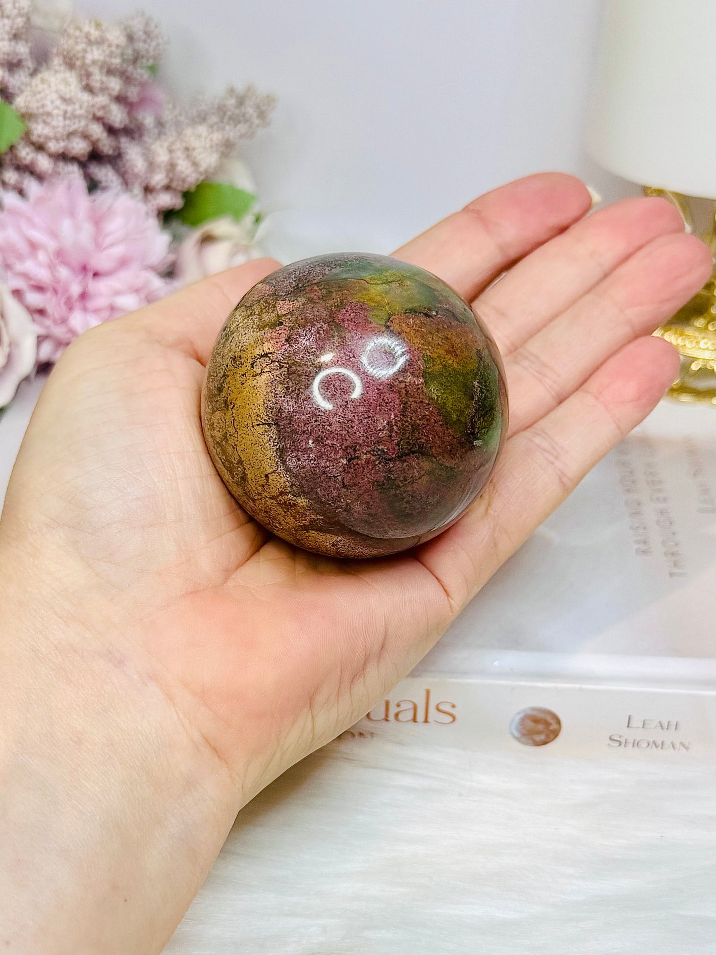 Ocean Jasper Sphere on Stand 246g