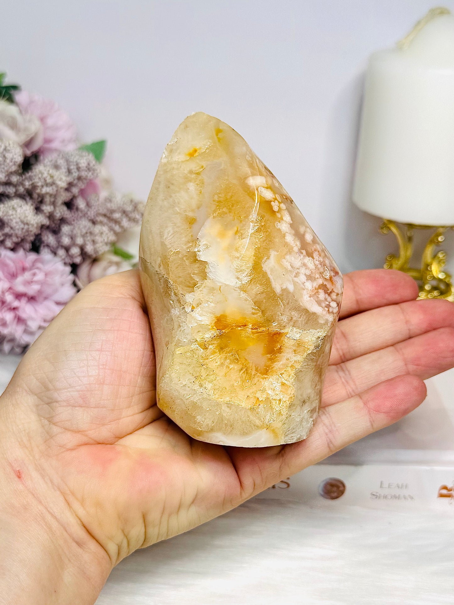 Chunky Flower Agate Flame 10cm 431g