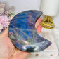 High Grade Large Labradorite Carved Moon Full of Flash 19.5cm