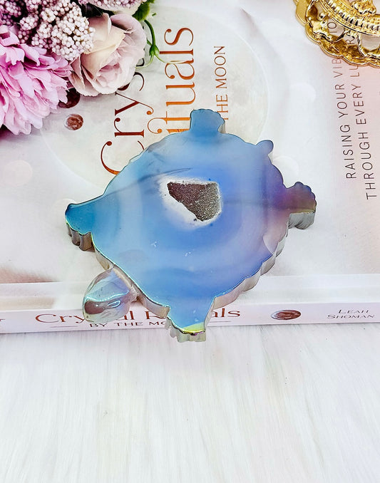 Stunning Angel Aura Druzy Agate Turtle Carving 10cm