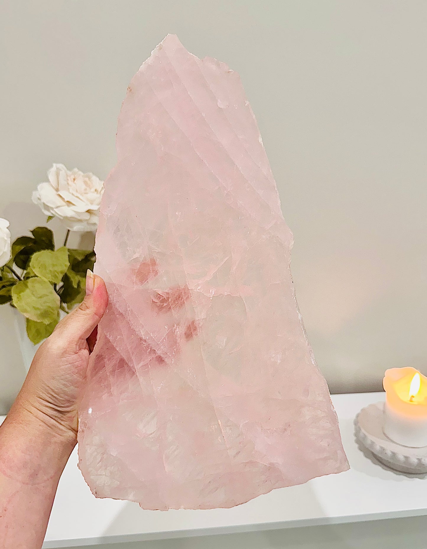 Personal Power ~ Wow!!! Absolutely Huge Stunning 45cm Inc Stand Rose Quartz Wings From Brazil ~ Incredible Piece Of Magic