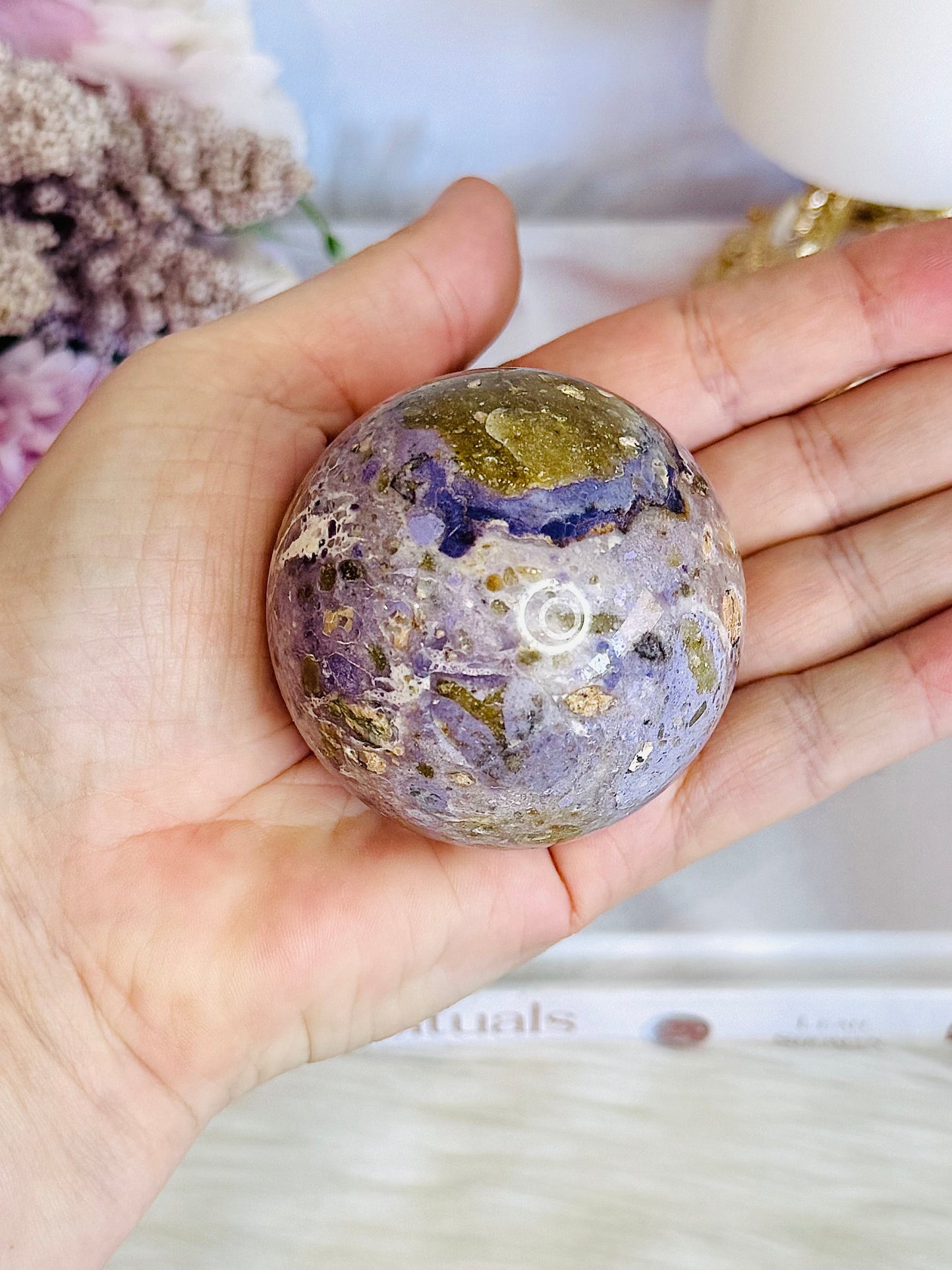 Opalised Fluorite (Tiffany Stone) Sphere on Stand 239g