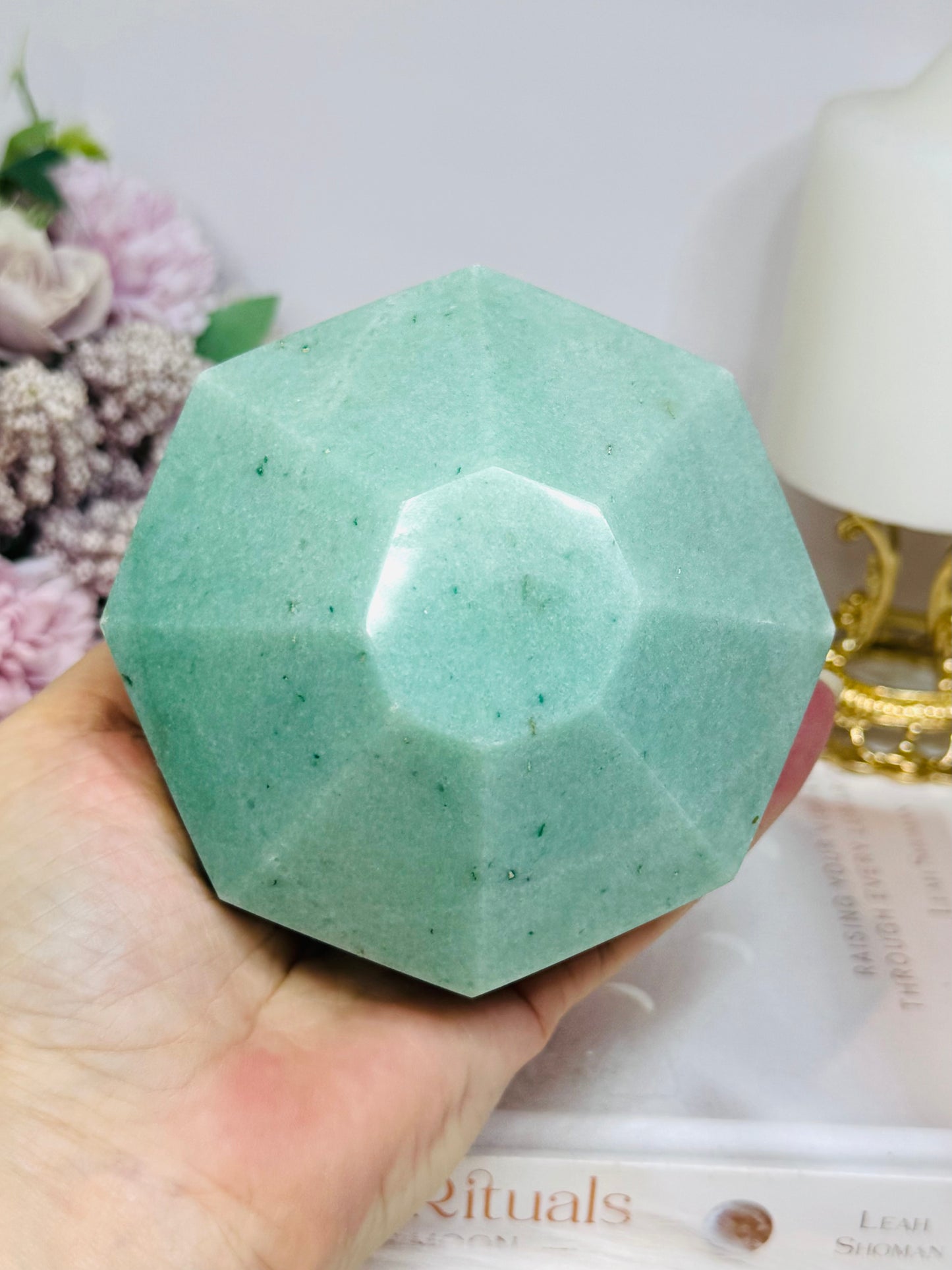 Unique Large Amazonite 8 Sided Freeform 1.17KG (sticker marks on crystal)