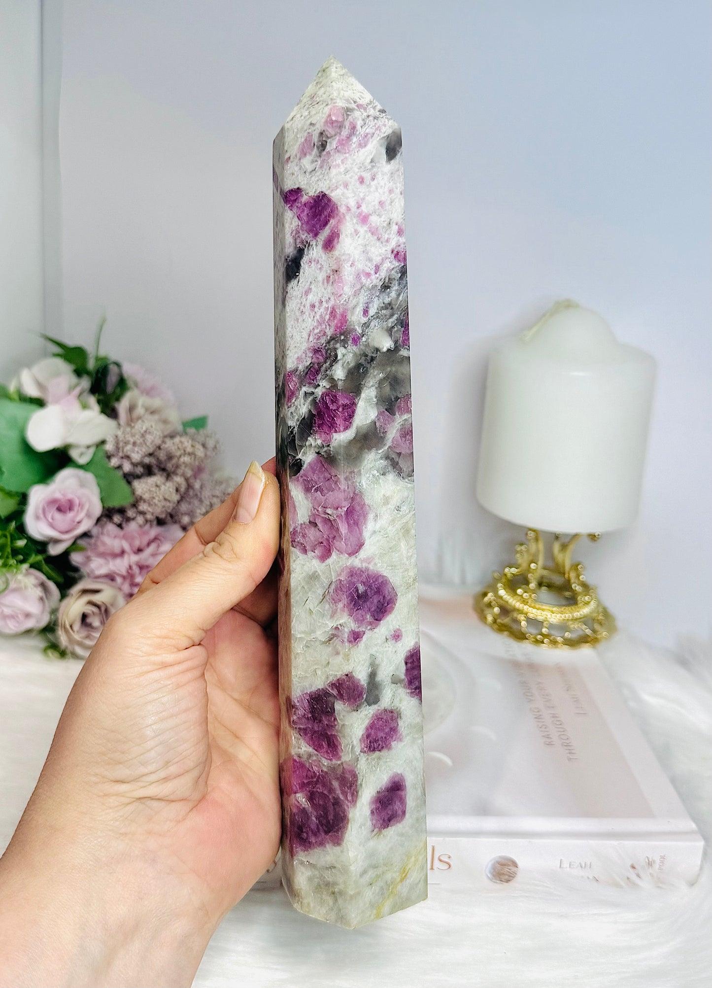 Large Pink Tourmaline Tower 25cm