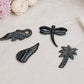 Set of 4 Terahertz Carvings ~ Crocodile, Palm Tree, Wing & Dragonfly 4.5cm