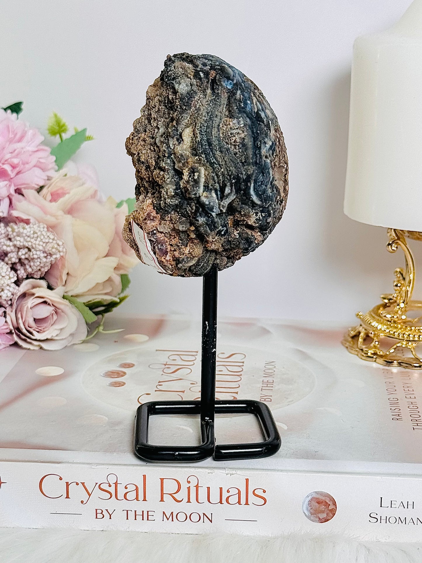 Perfect 14cm Natural Druzy Agate Geode on Stand