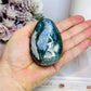 Moss Agate Druzy Carved Egg On Stand 7cm