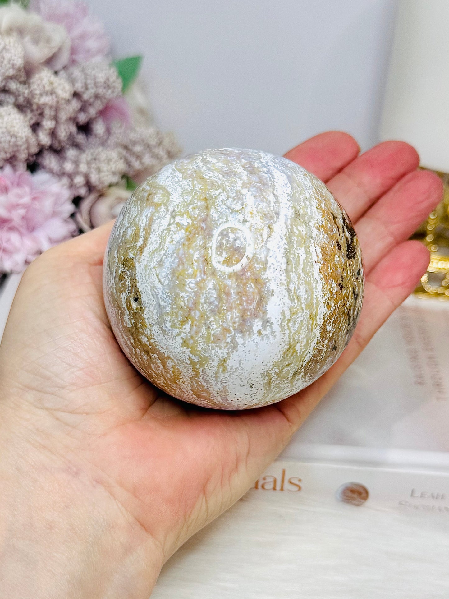 Large Ocean Jasper Sphere On Stand 480g