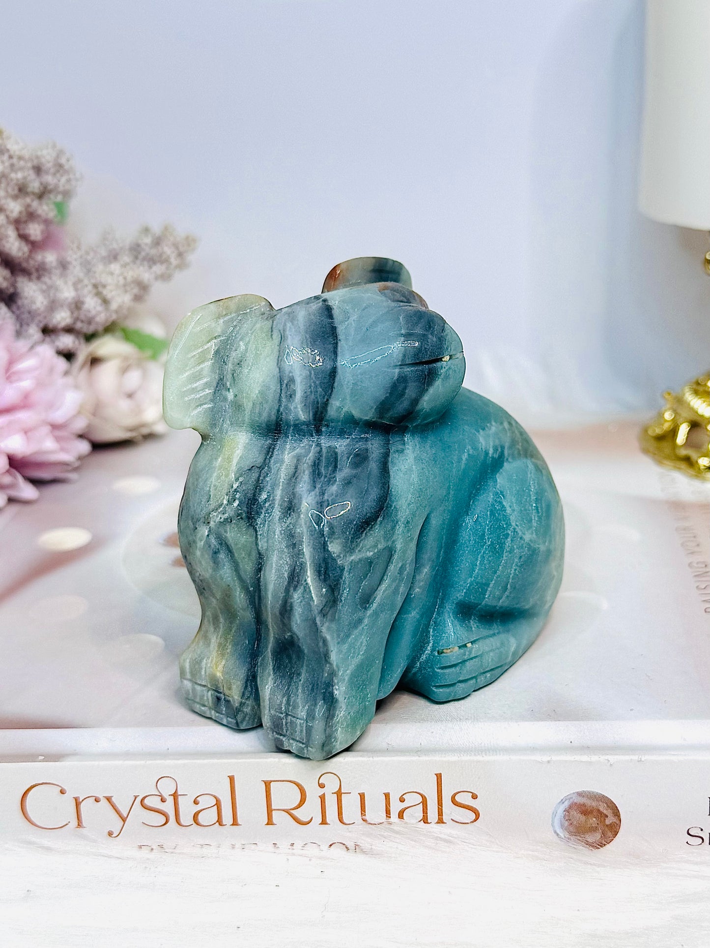 Chunky Blue Sky Quartz Koala Carving 418g