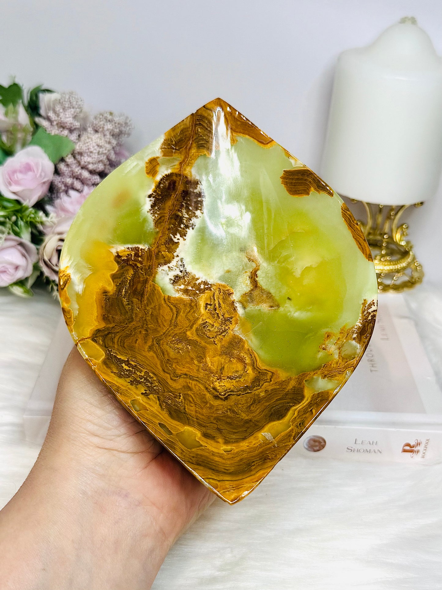 Large Green Onyx Bowl 18cm 487g
