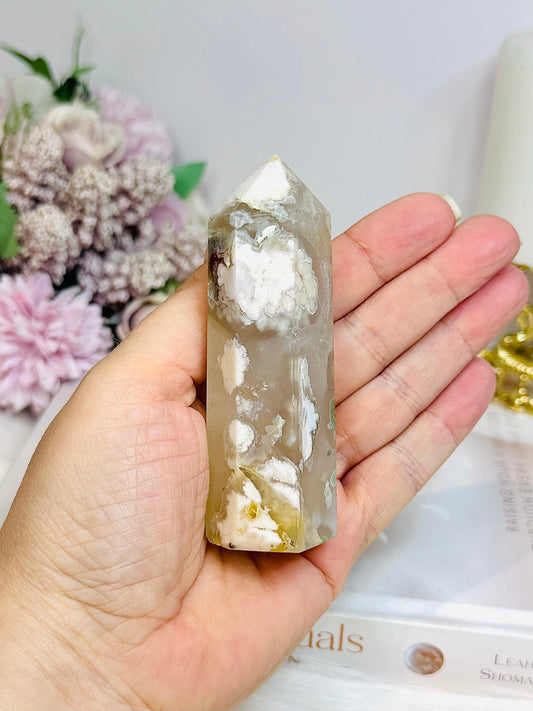 Chunky Flower Agate Tower 9cm