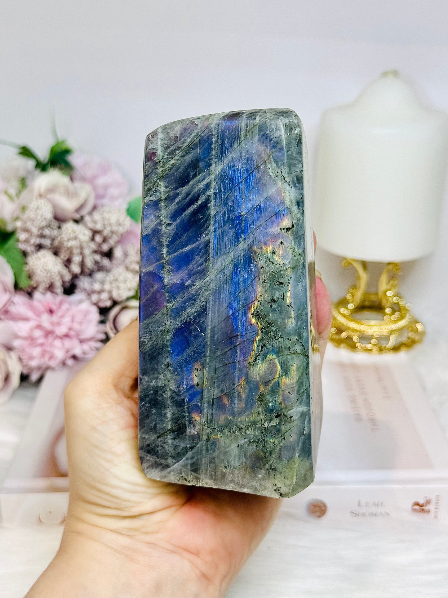 Purple Flash Labradorite Freeform 12cm 835g (flash looks blue in pics but is purple)
