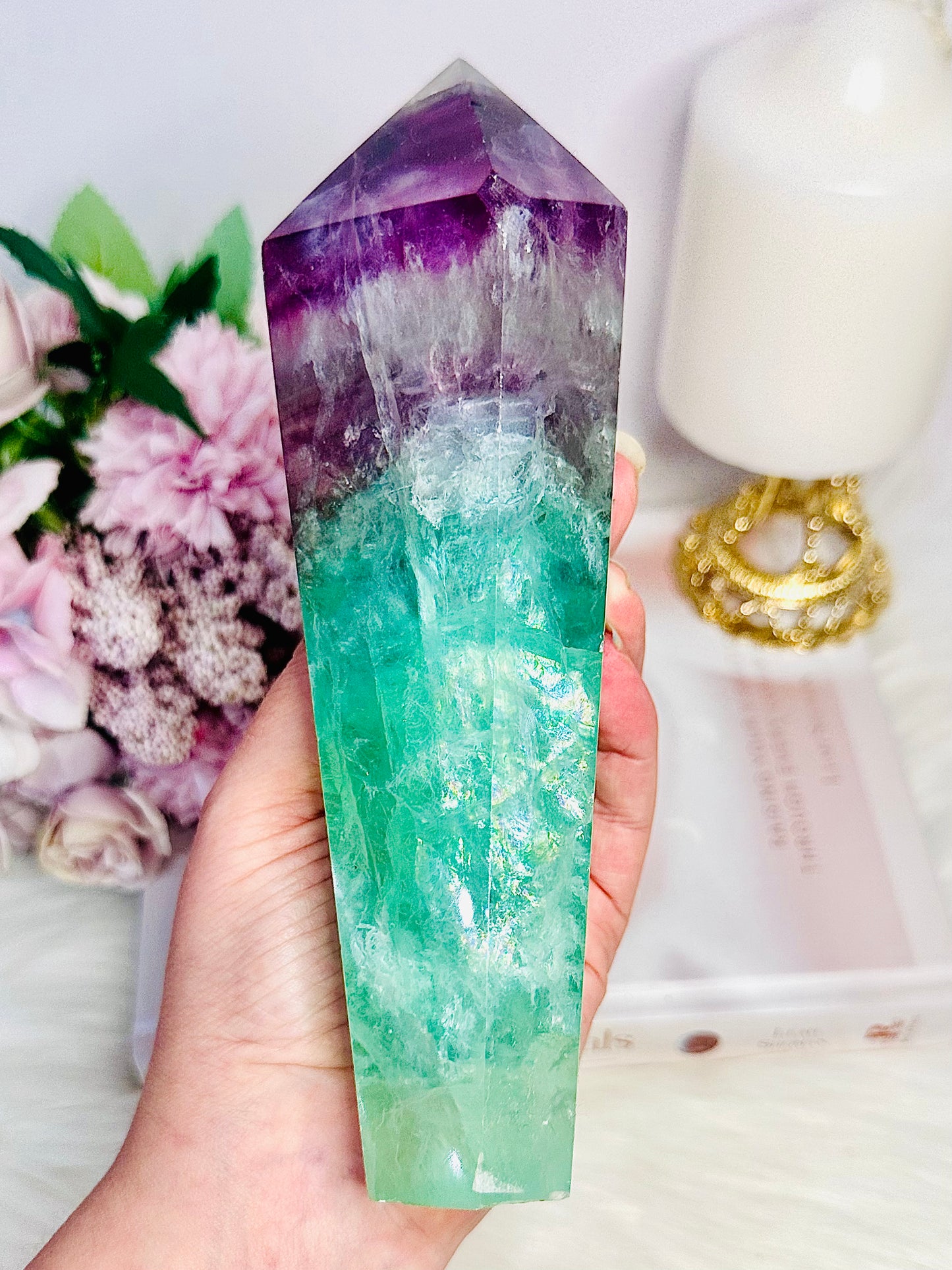 Spectacular Large Incredible Chunky Fluorite Obelisk | Tower 19cm 768grams Full Of Stunning Rainbows