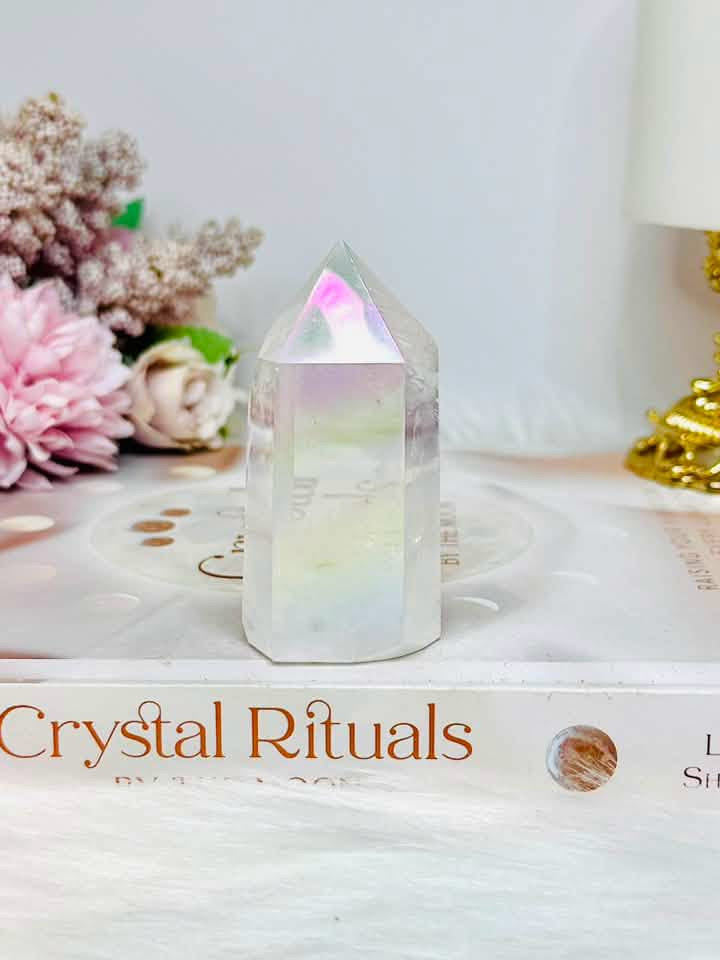 Chunky Clear Quartz Angel Aura Tower 7cm