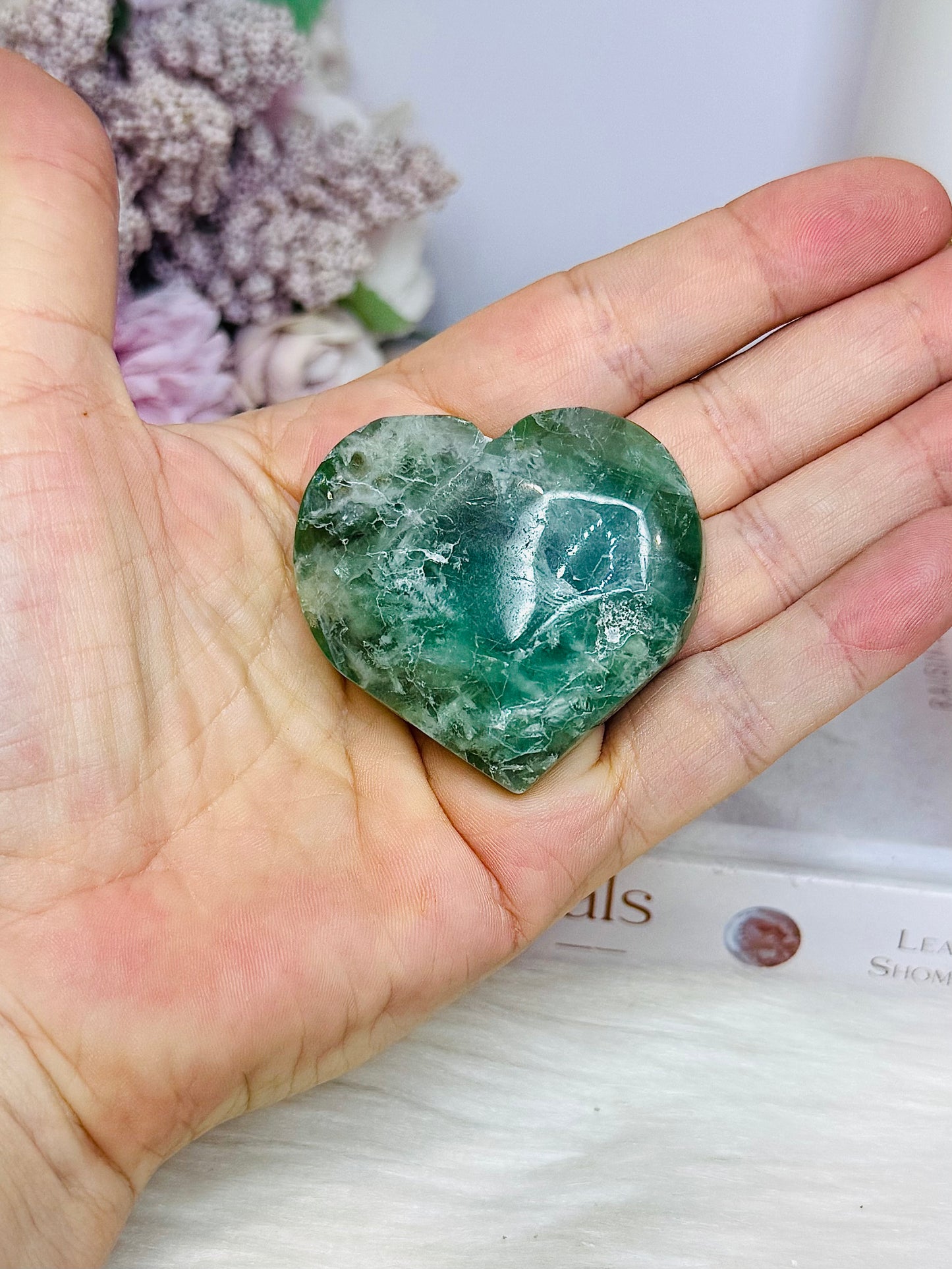 Green Feather Fluorite Heart
