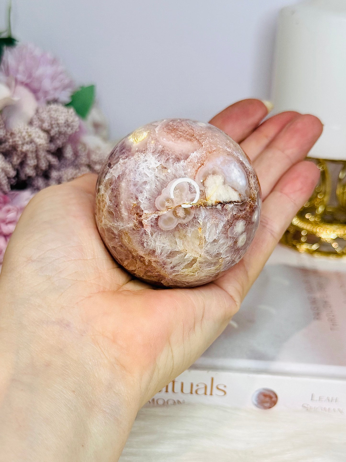 Pink Amethyst Sphere on Stand 301g