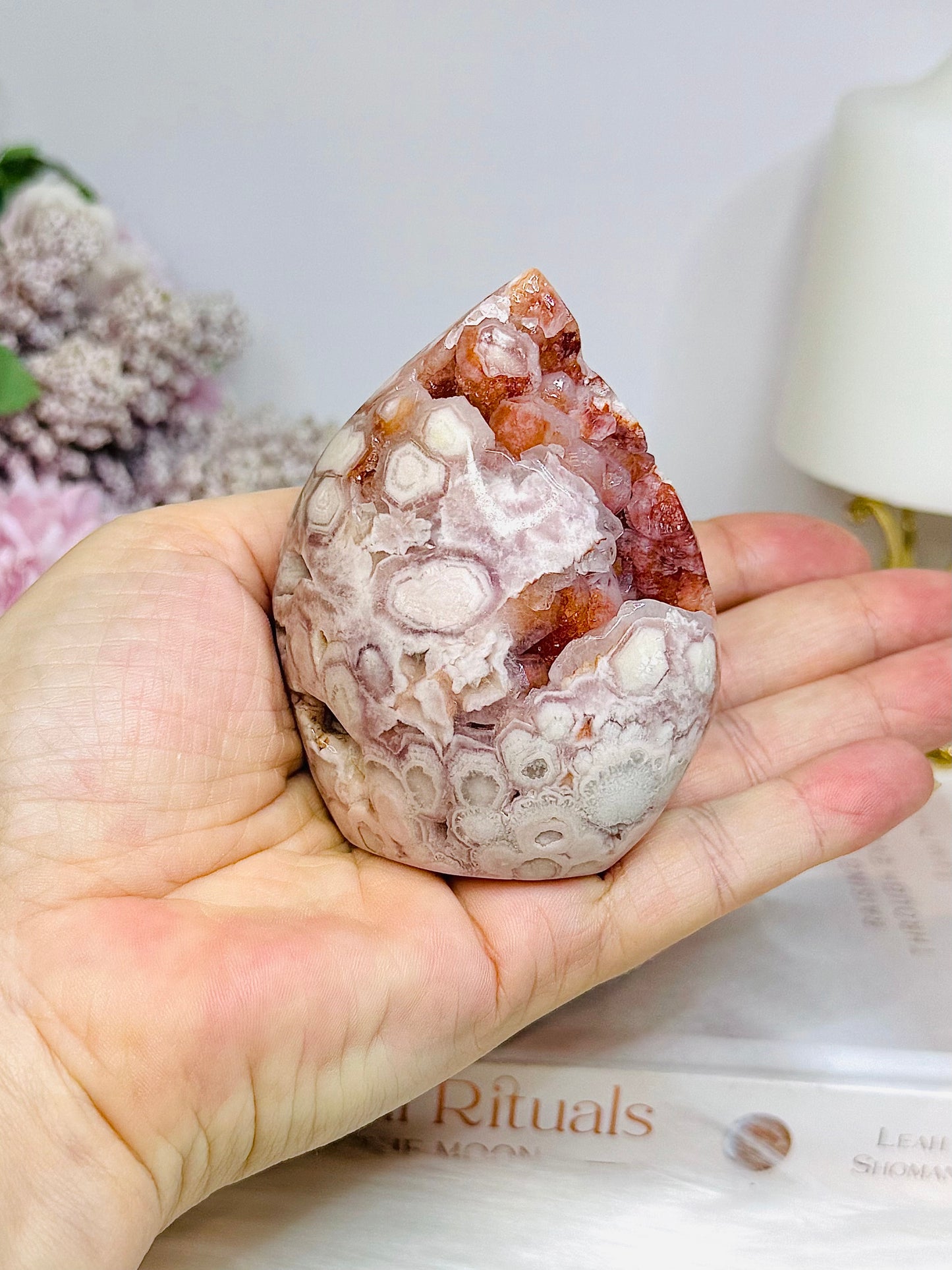 High Grade Druzy Flower Agate Freeform 8cm