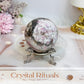 Pink Tourmaline Sphere on Stand 243g