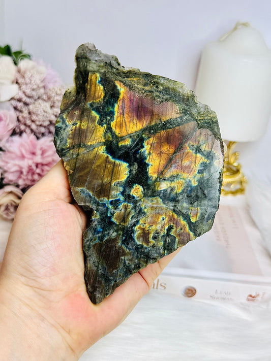Natural Labradorite Slab 15cm on Stand