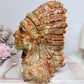 Large Red Vein Jasper Carved American Indian Chief 17cm 1.65KG