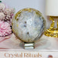 Large Ocean Jasper Rutile Druzy Sphere on Stand