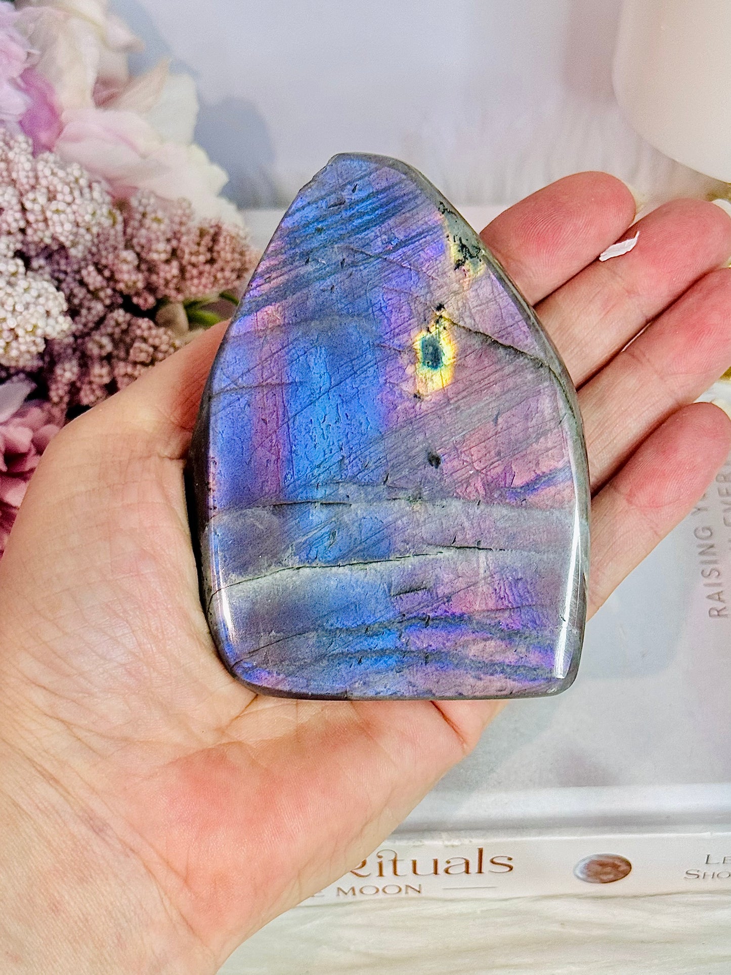 Incredible Pink, Purple & Blue Flash Natural Labradorite Polished Freeform 330grams