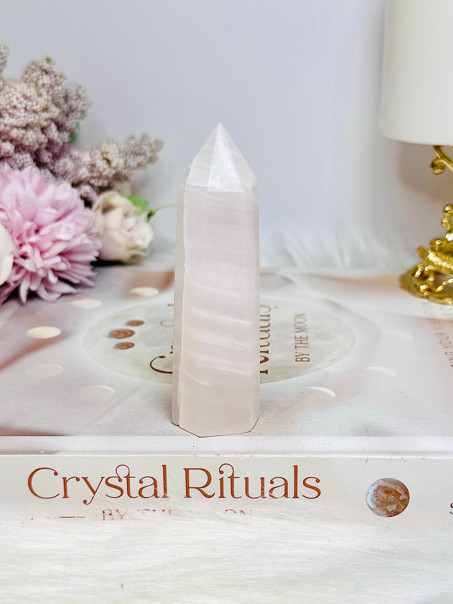 Pink Mangano Calcite Tower 8cm