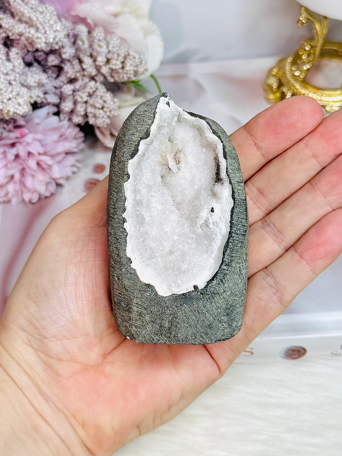 Natural Amethyst & Apophyllite In Basalt Freeform 273grams