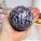Natural Large Pegmatite | Unicorn Stone (Lepidolite, Pink Tourmaline, Smoky Quartz and Cleavelandite) Sphere on Stand 661g