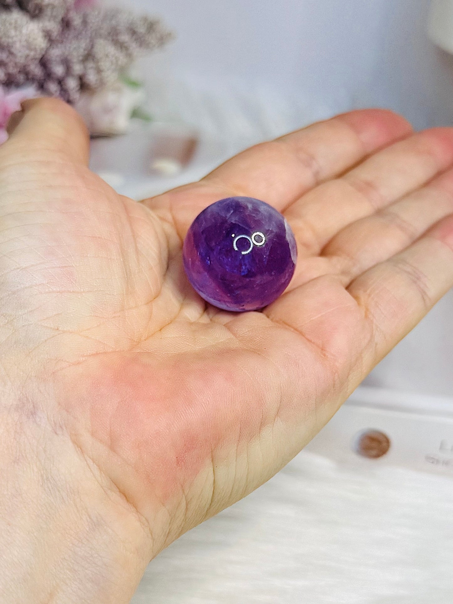 Silver Carriage Stand with Amethyst Sphere 8cm